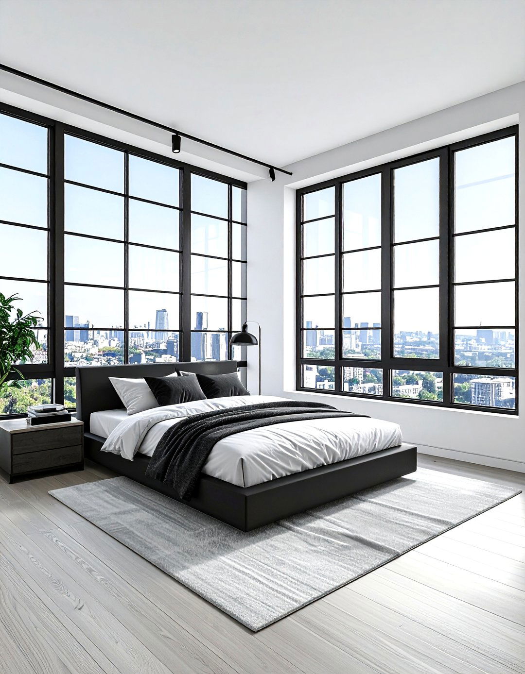 Black Window Frames - 30 contemporary black bedroom ideas