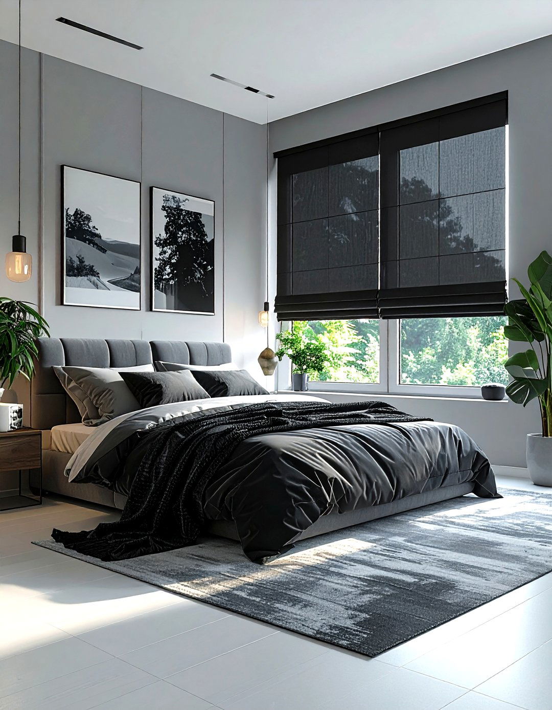 Black Window Treatments - 30 black bedroom accessories ideas