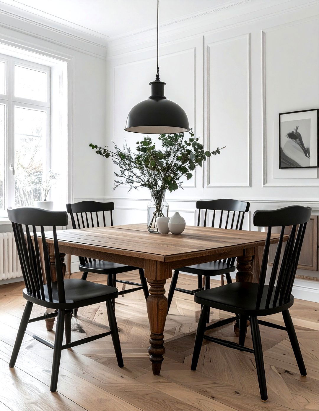Black Windsor Chair - 30 modern traditional dining room ideas
