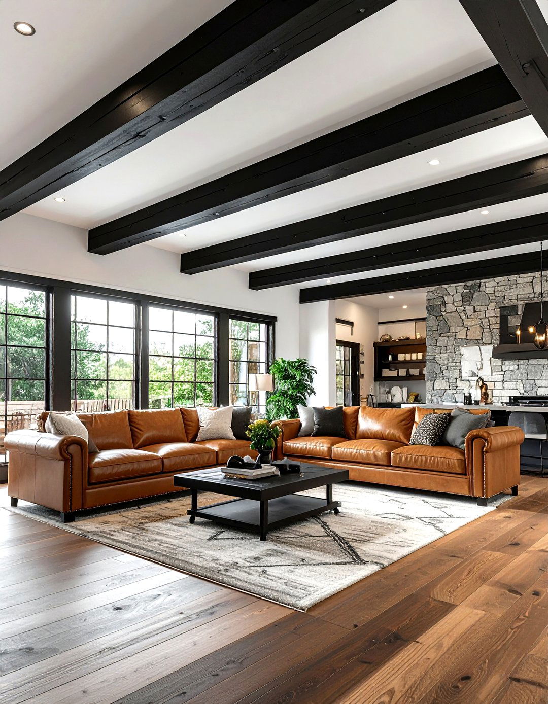 Black Wood Beam Ceiling Living Room - 30 living room black ceiling ideas