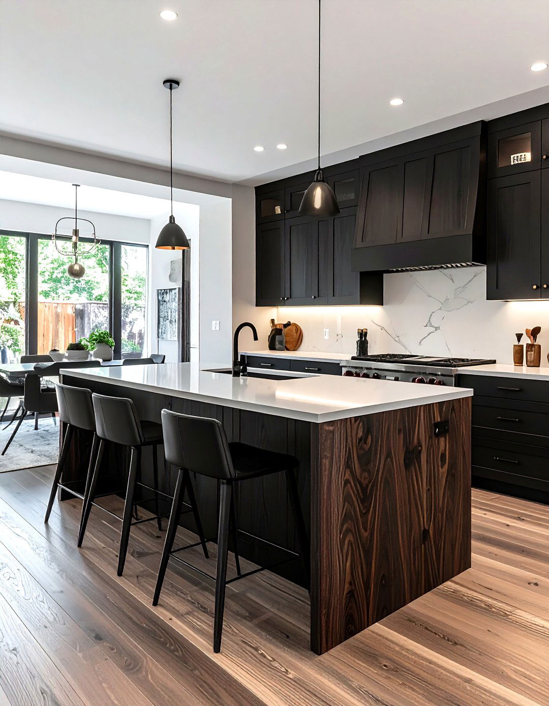 Black Wood Island - 30 black accent kitchen ideas
