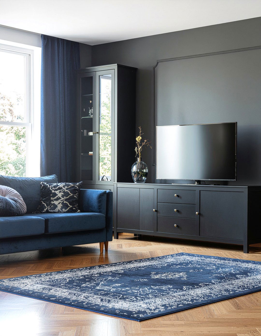 Black Wood Media Unit - 30 living room entertainment center ideas