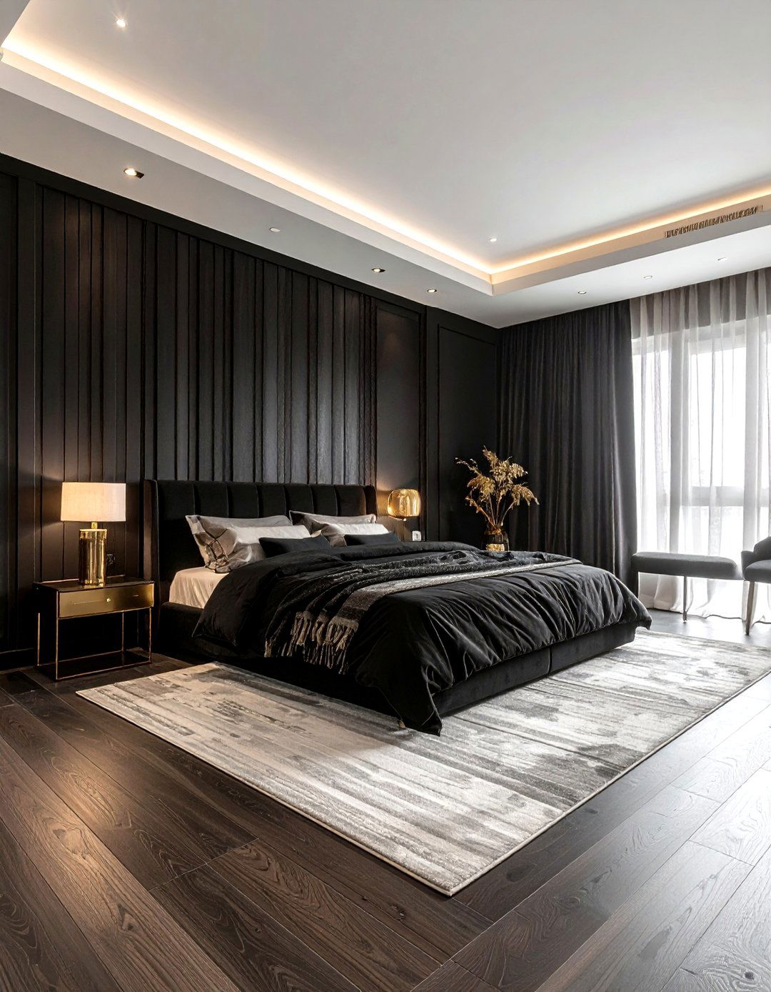 Black Wood Paneling Bedroom - 30 rustic black bedroom ideas
