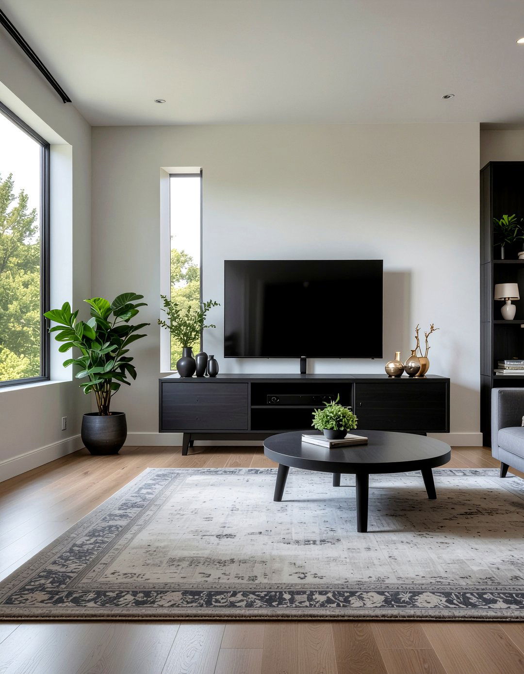 Black Wood TV Stand - 30 living room black furniture ideas