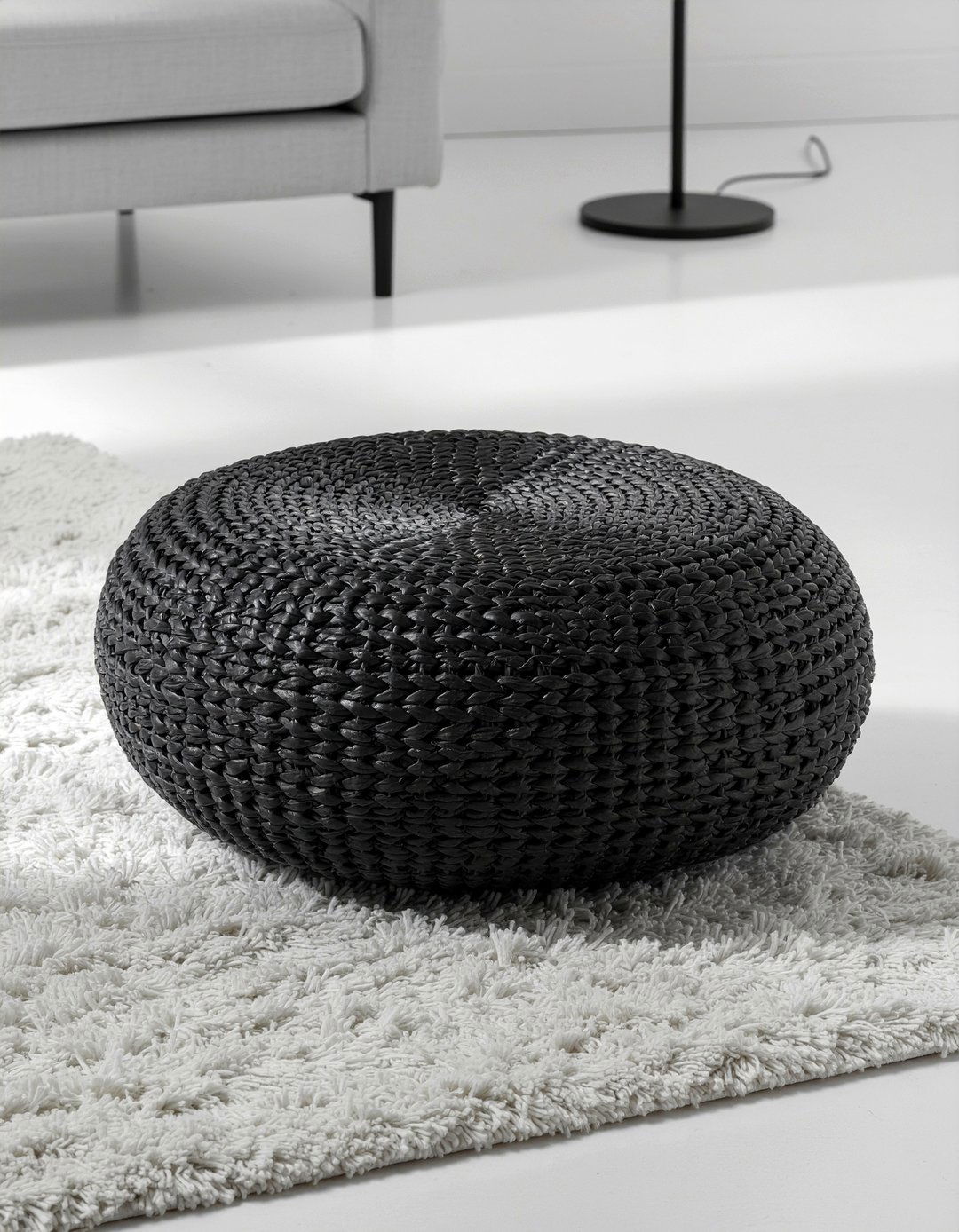 Black Woven Ottoman - 30 living room woven ottoman ideas