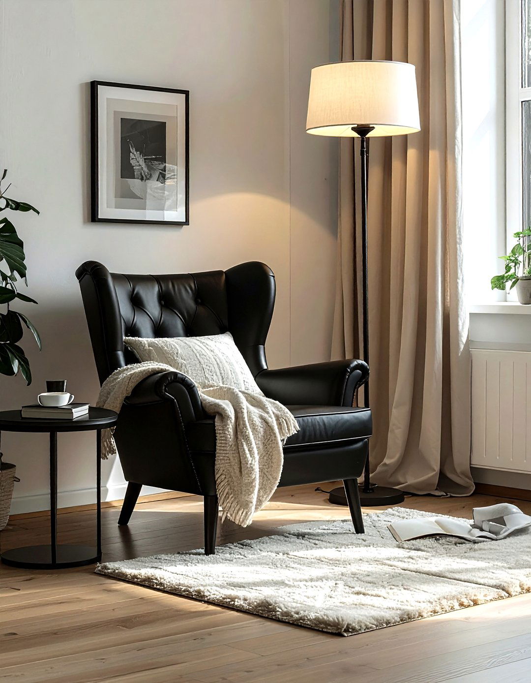 Black accent chair corner - 30 black bedroom furniture ideas