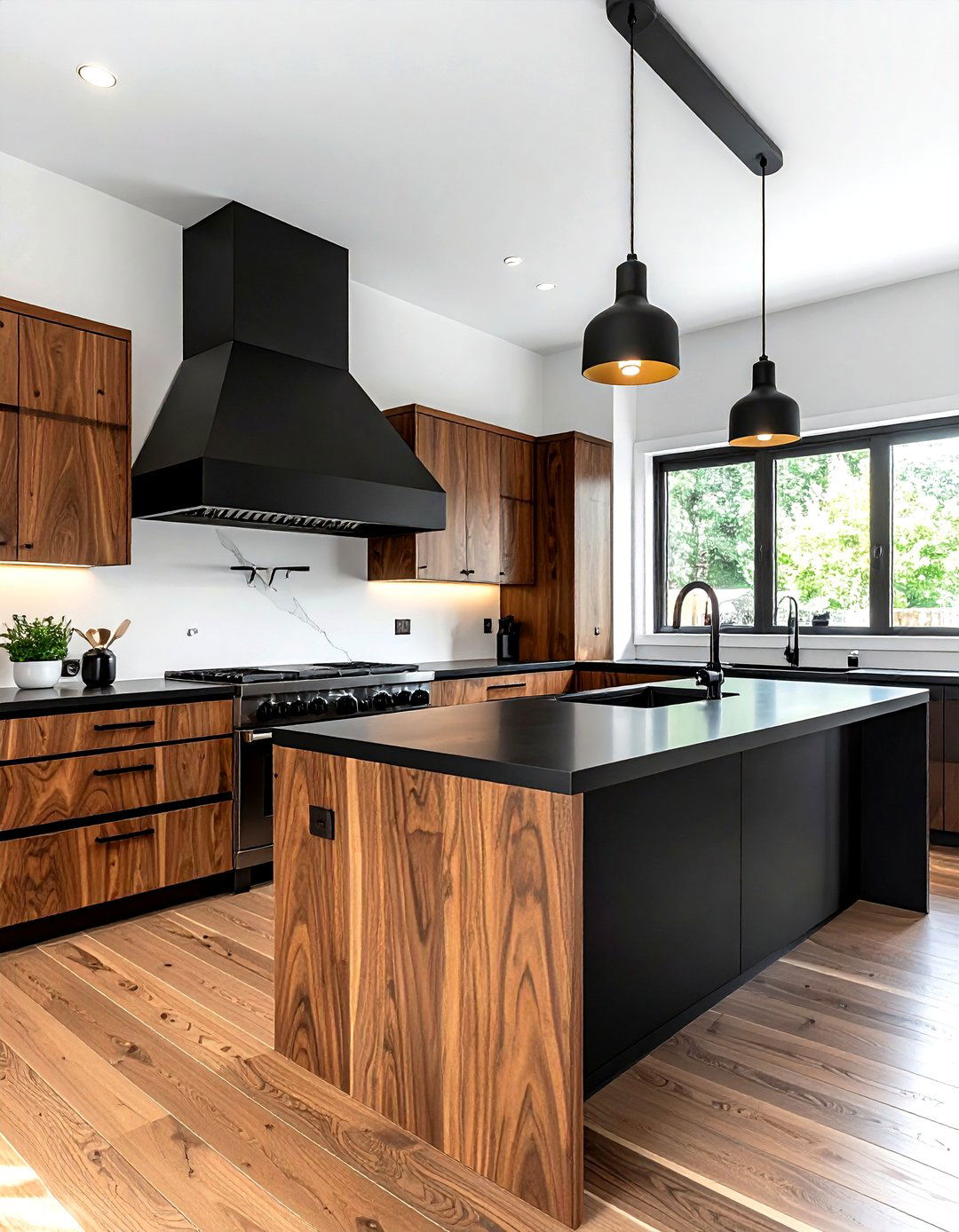 Black accent kitchen - 30 mid-century modern kitchen ideas