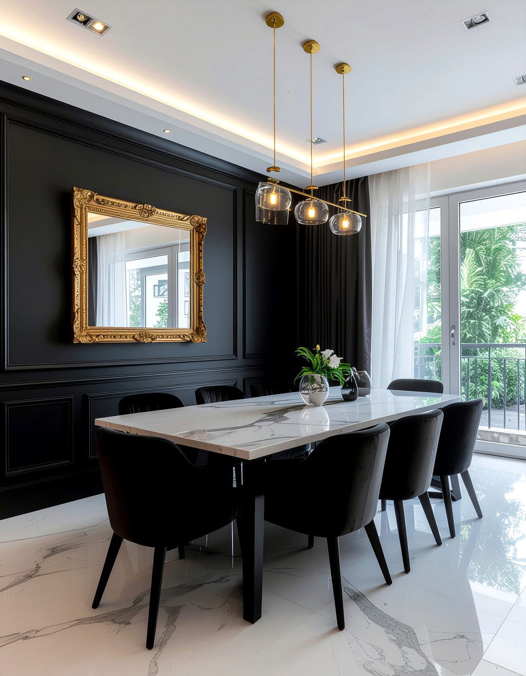 Black accent wall - 30 dining room refresh ideas