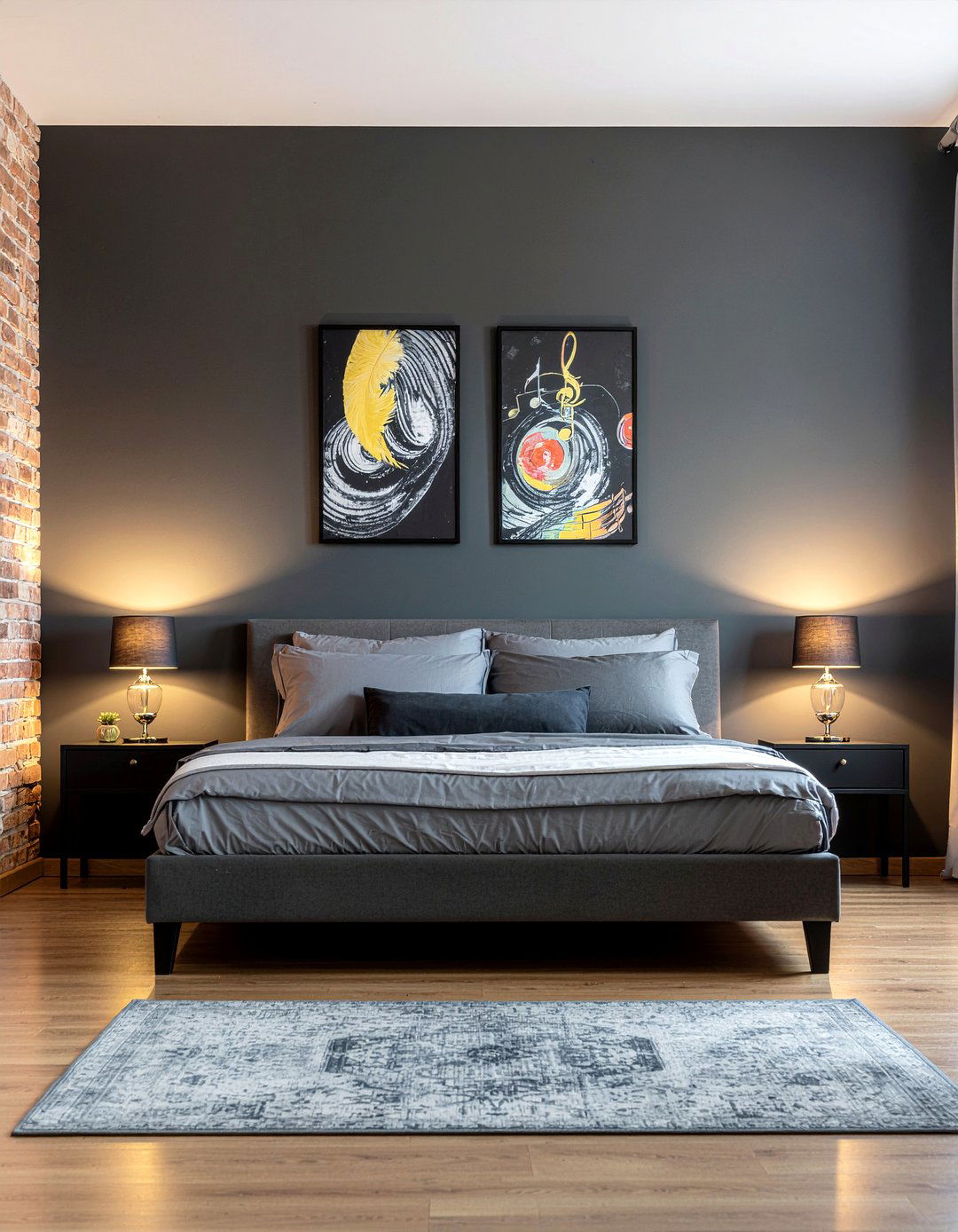 Black accent wall - 30 rock and roll bedroom ideas