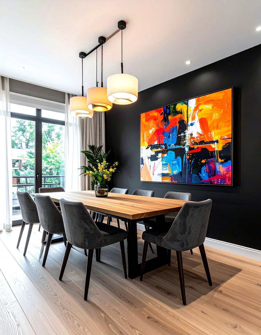 Black accent wall - 30 weekend dining room project ideas