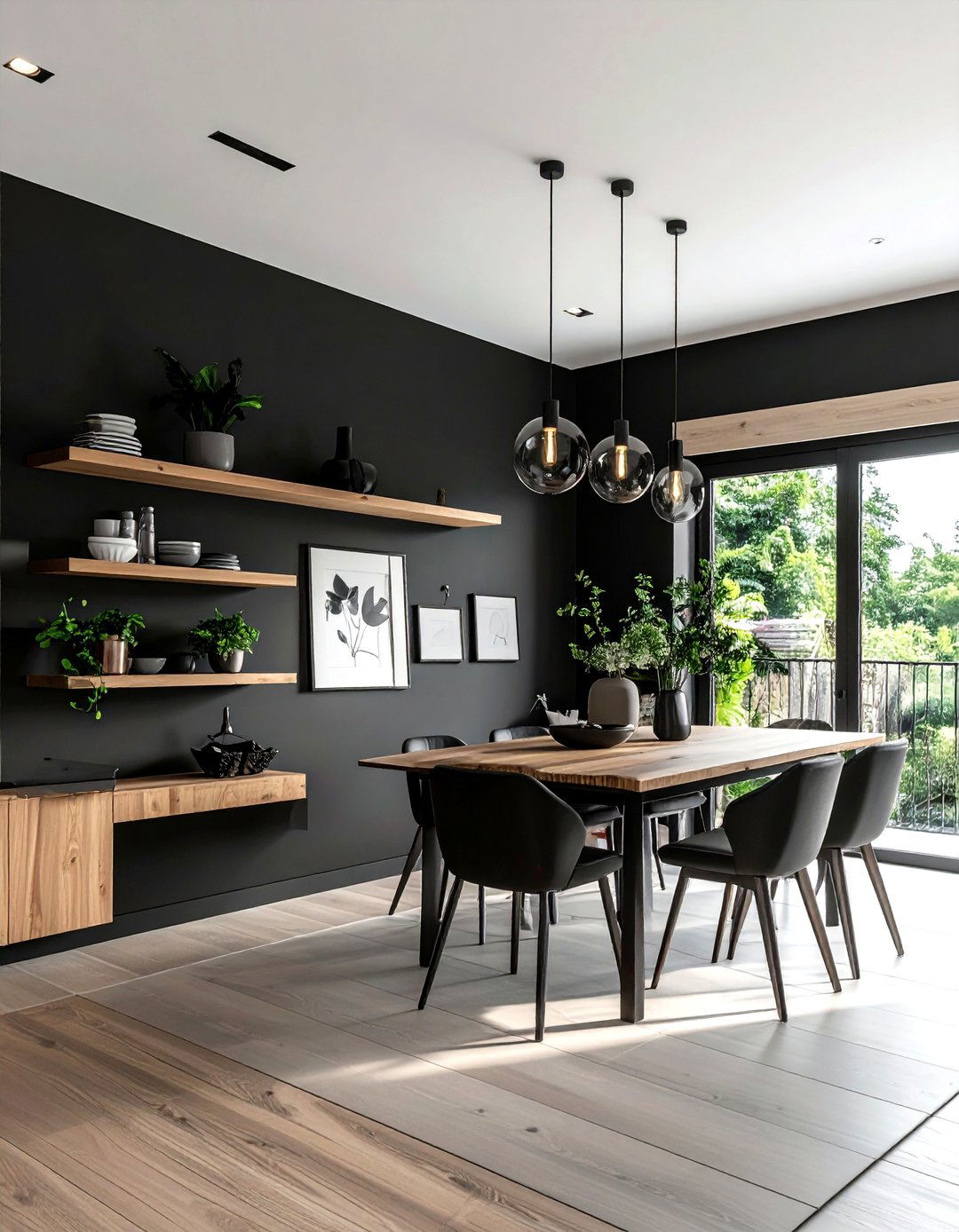 Black accent wall - 30 black kitchen decor ideas