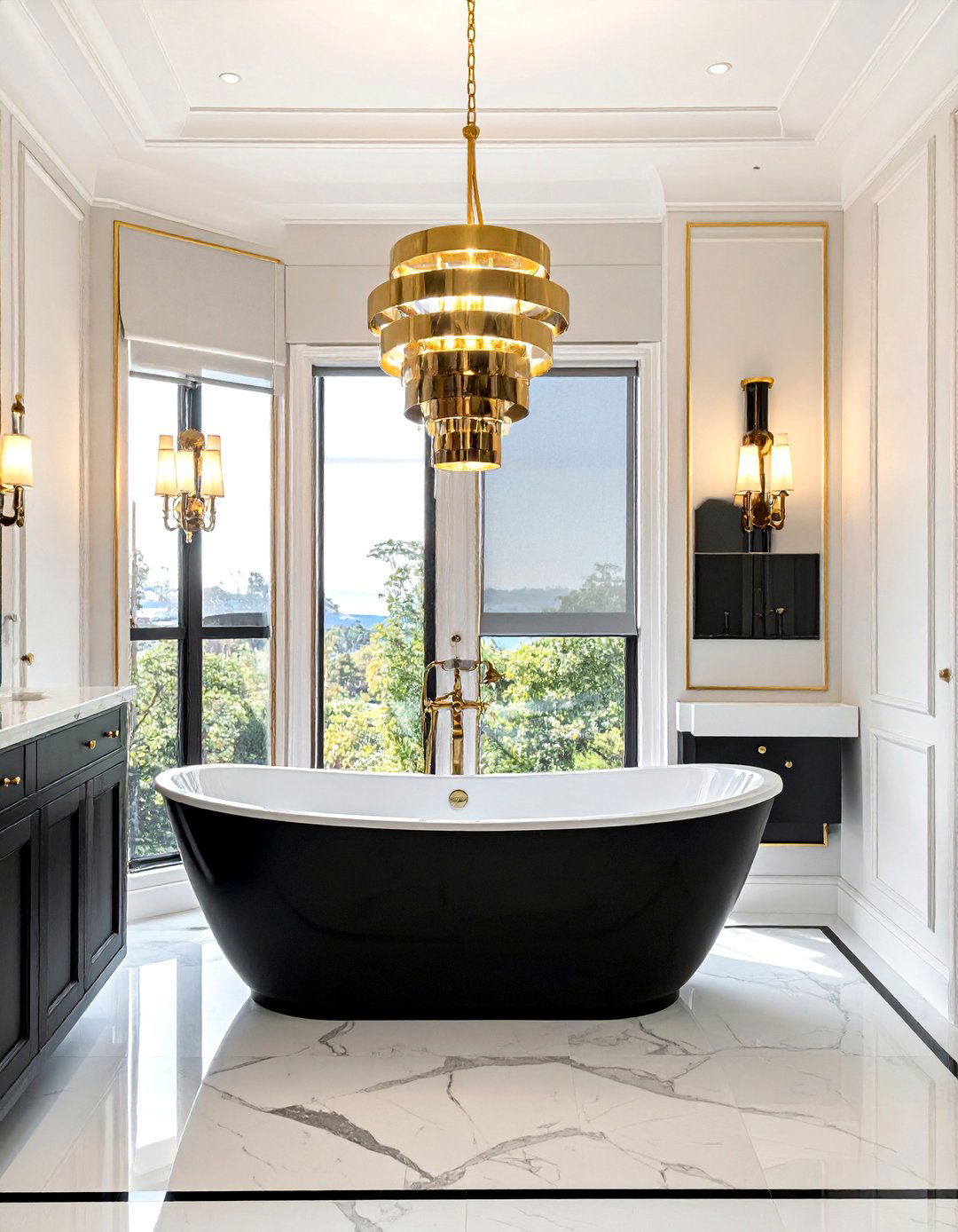 Black and Gold Lighting Fixtures - 30 black and gold bathroom ideas