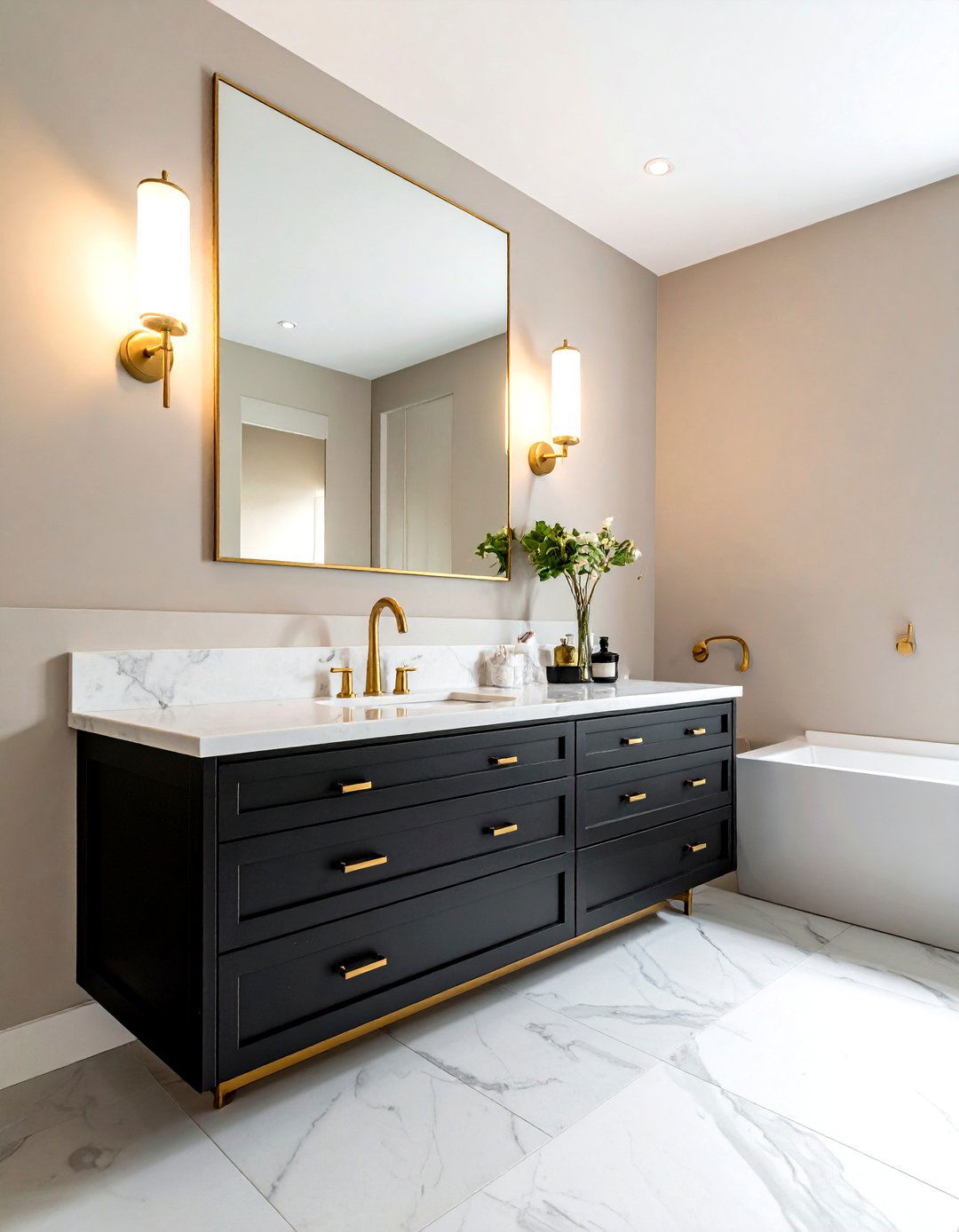 Black and Gold Vanity - 30 black and gold bathroom ideas