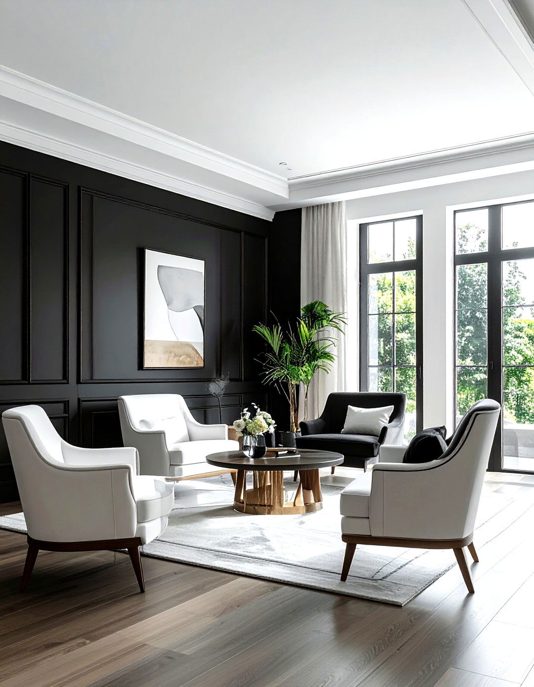 Black and White Contrast - 30 dark black living room ideas