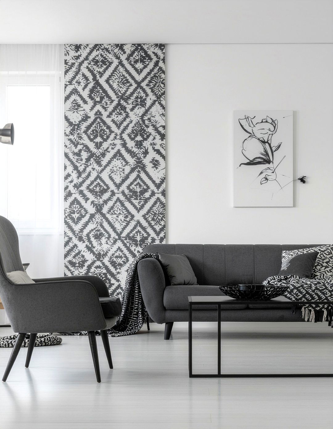 Black and White Wallpaper - 30 living room minimalist wallpapers