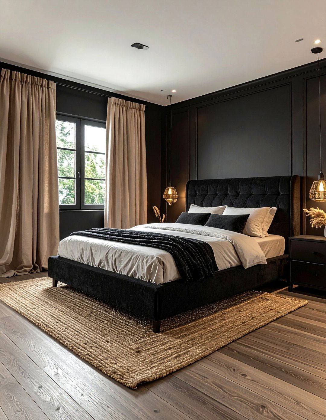Black and beige bedroom - 30 black bedroom decor ideas