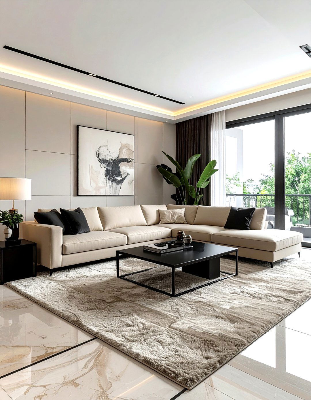 Black and beige living room - 30 modern black living room ideas