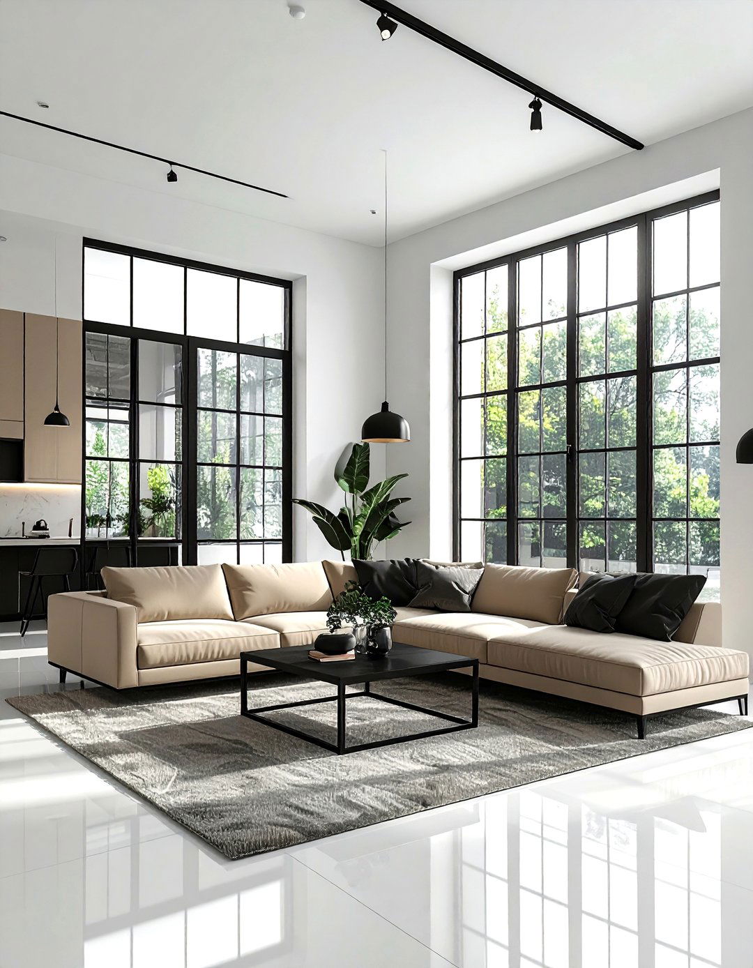 Black and beige living room - 30 beige and white living room ideas