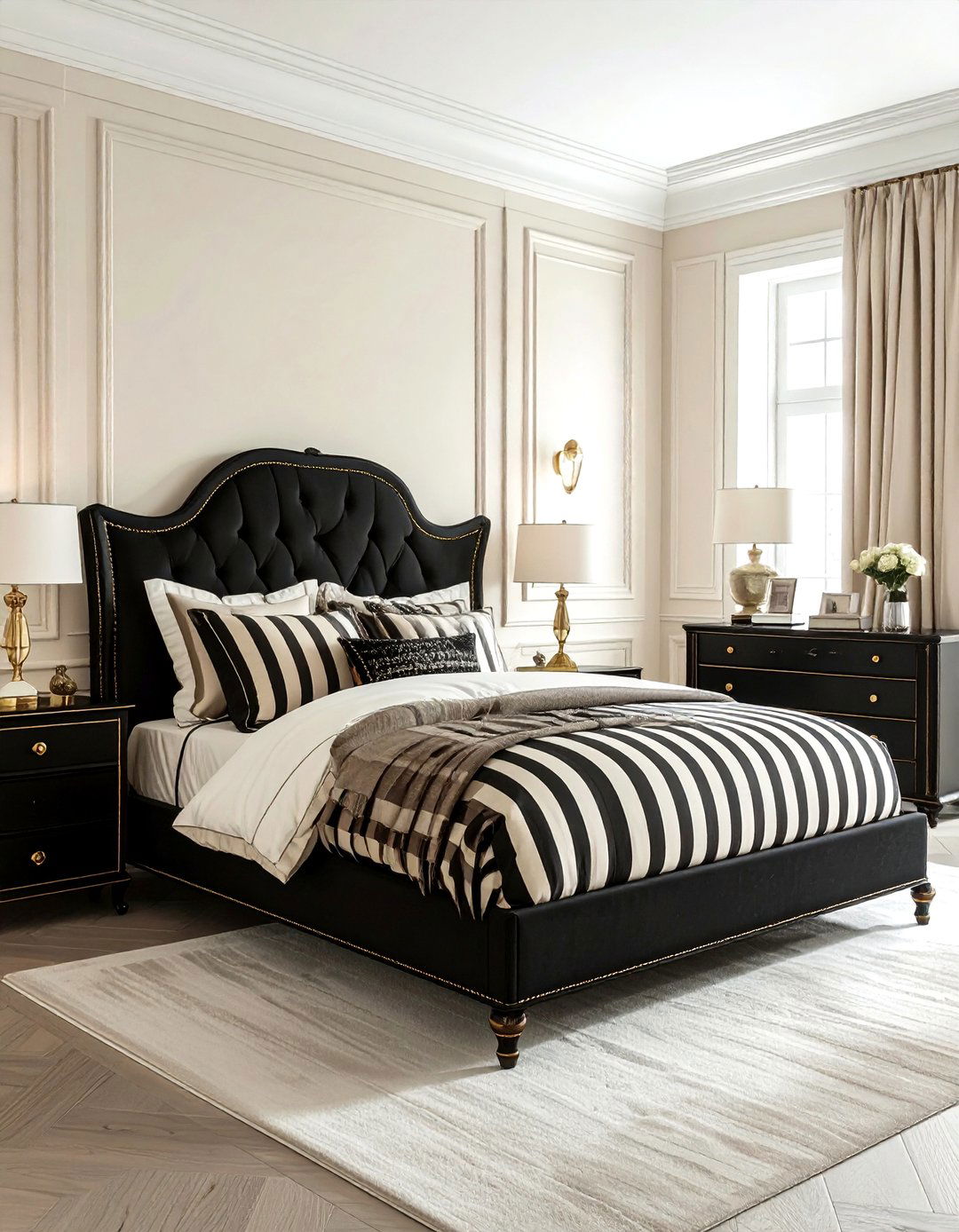 Black and cream traditional bedroom - 30 traditional black bedroom ideas