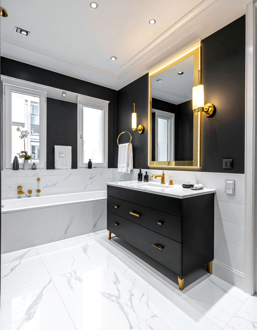 Black and gold bathroom - 30 two-tone bathroom ideas