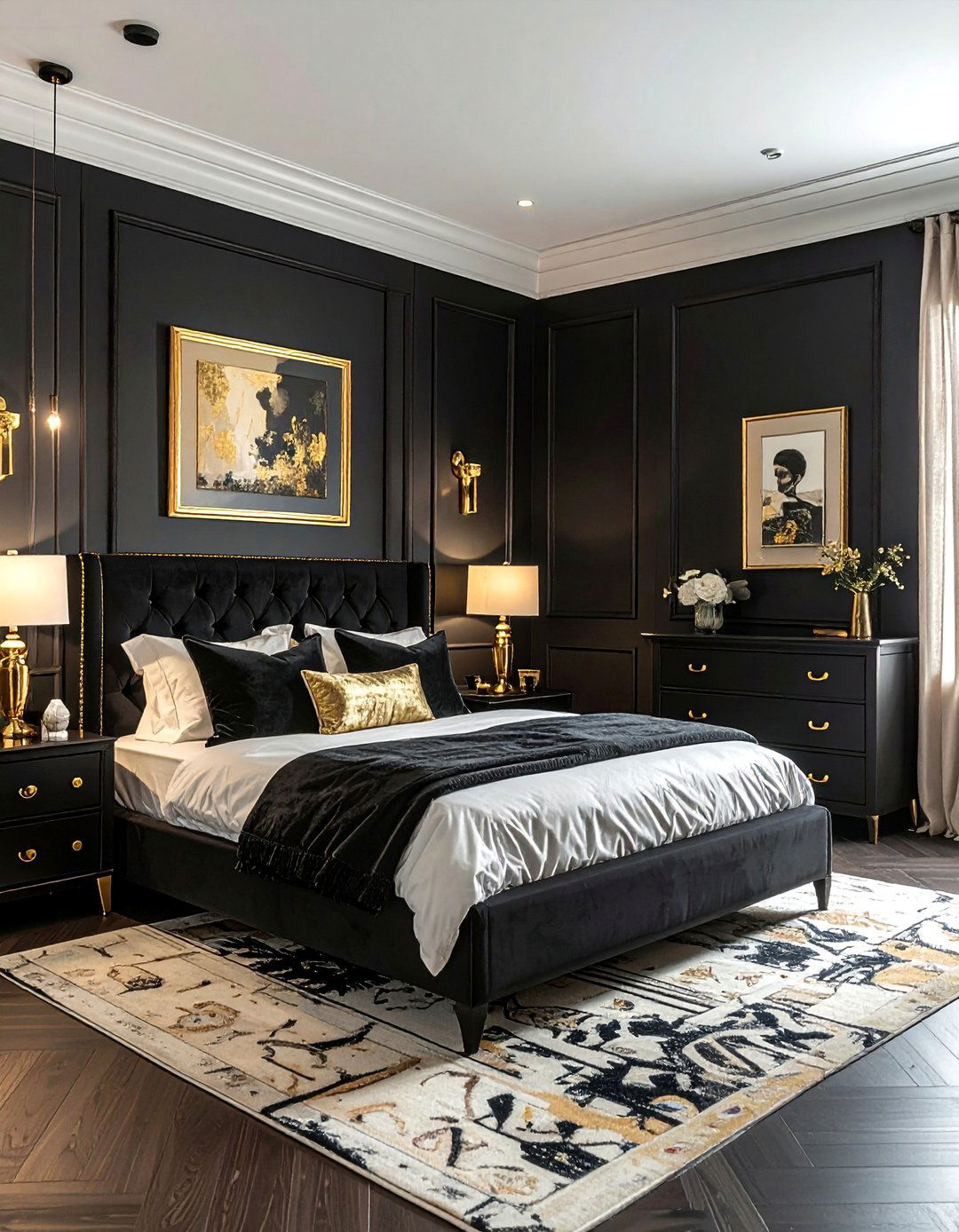 Black and gold bedroom - 30 black bedroom decor ideas