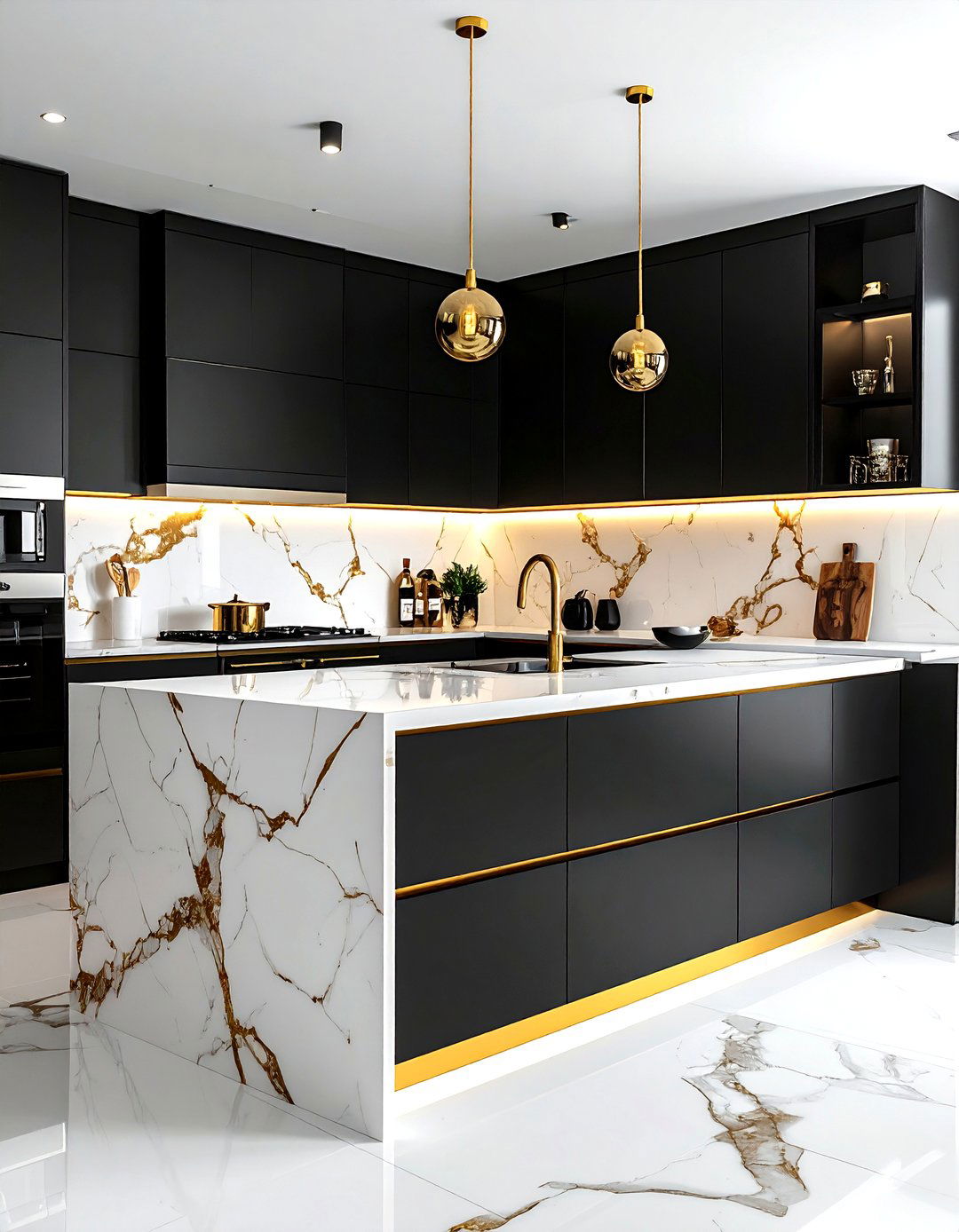 Black and gold kitchen - 30 dark kitchen ideas