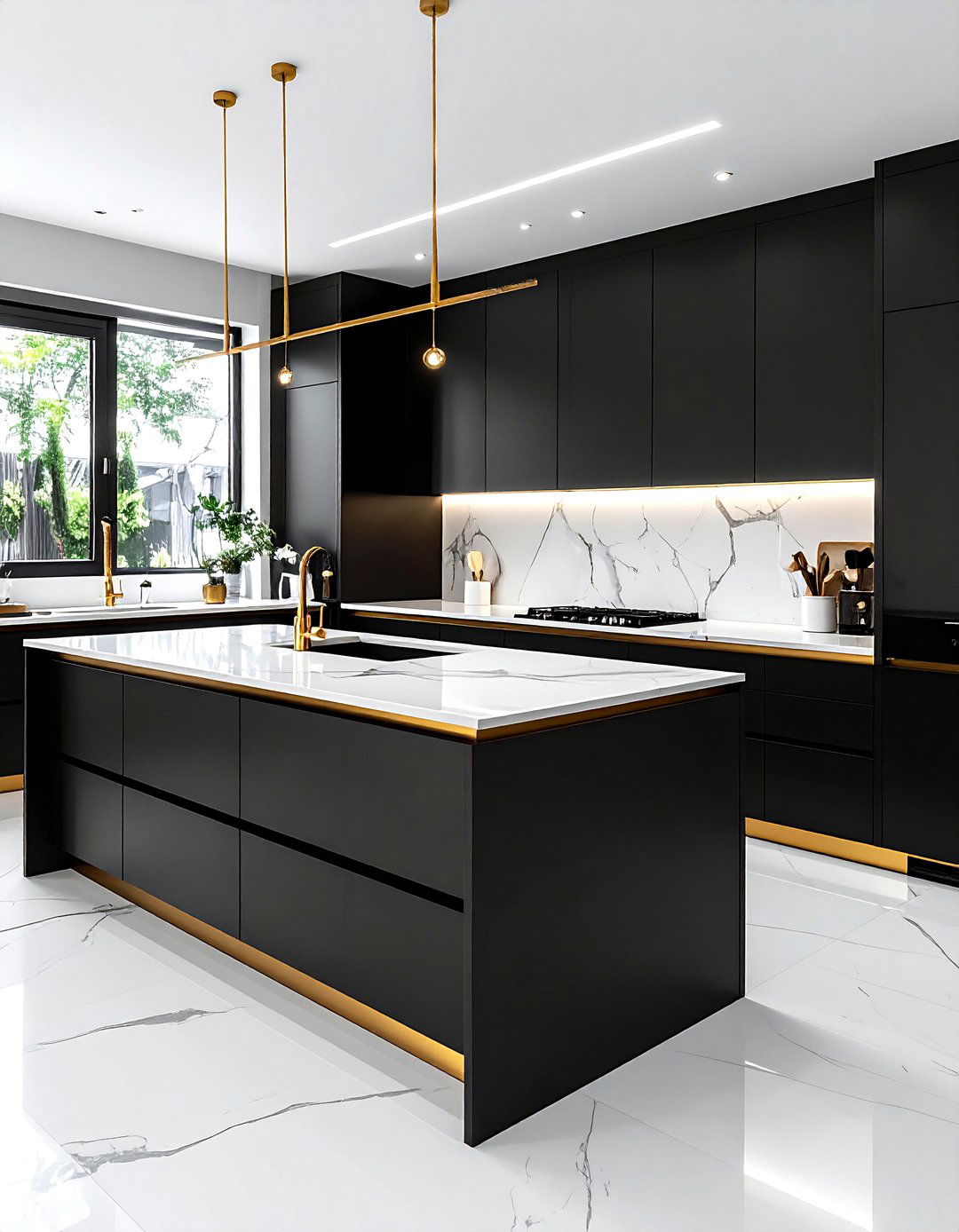 Black and gold kitchen - 30 colorful kitchen ideas