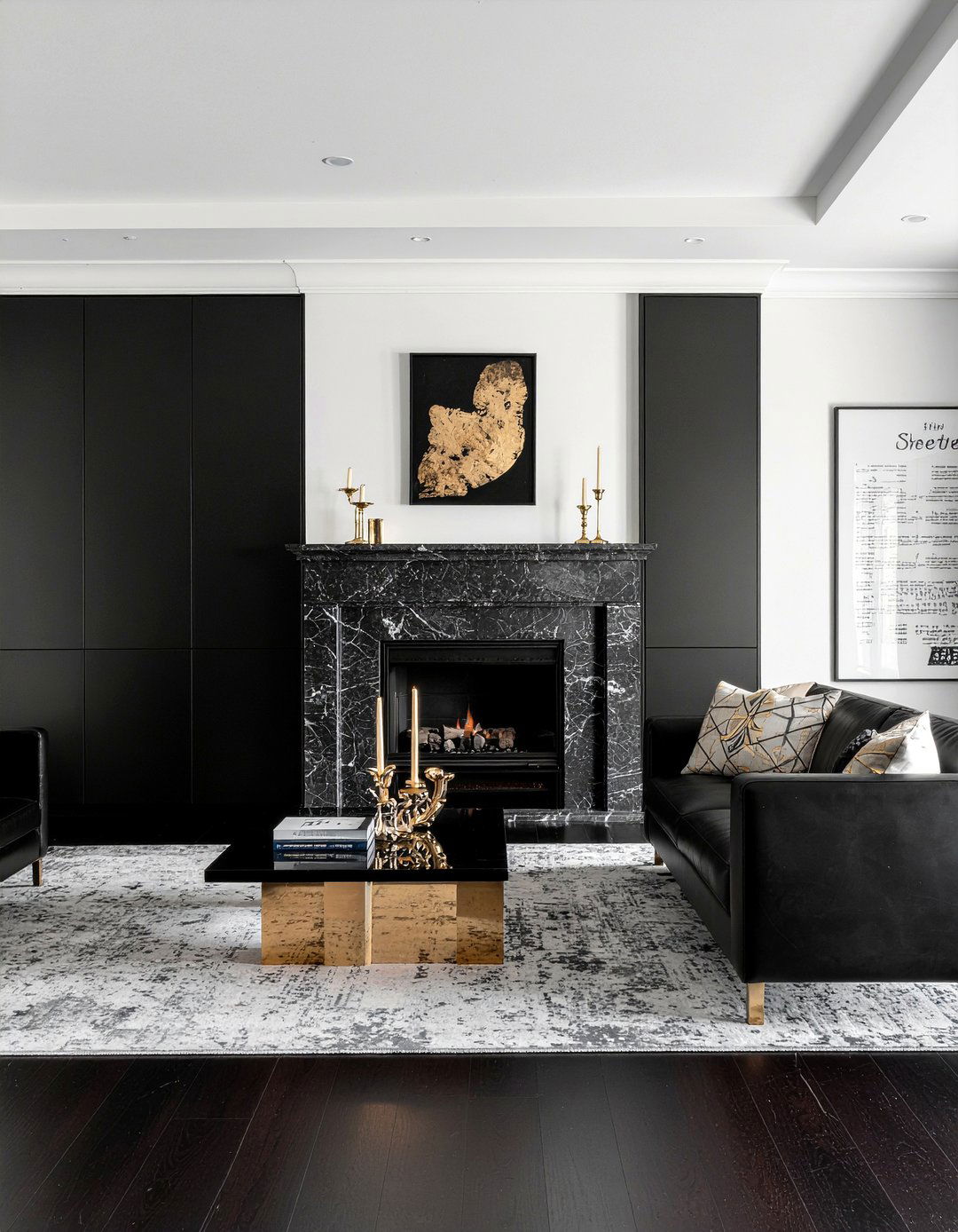 Black and gold living room - 30 gold accent living room ideas