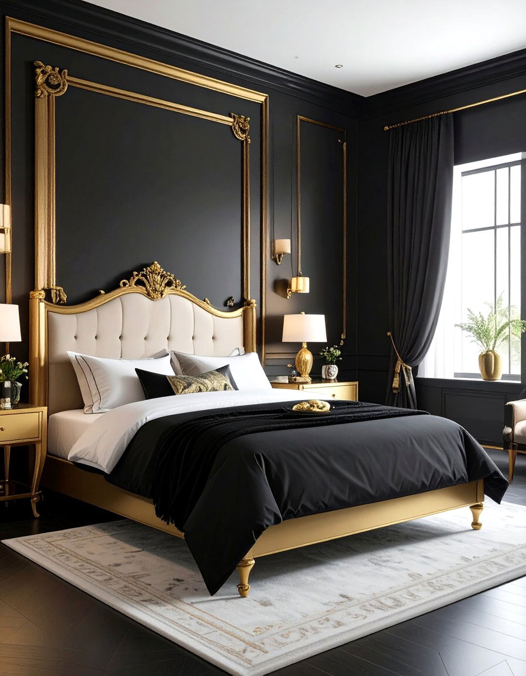 Black and gold master bedroom - 30 traditional black bedroom ideas