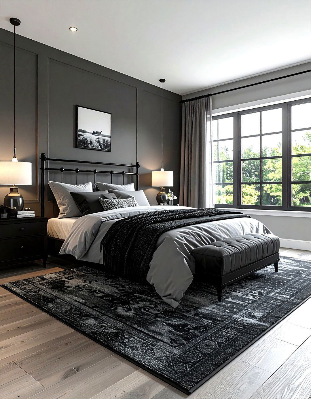 Black and gray bedroom - 30 farmhouse black bedroom ideas