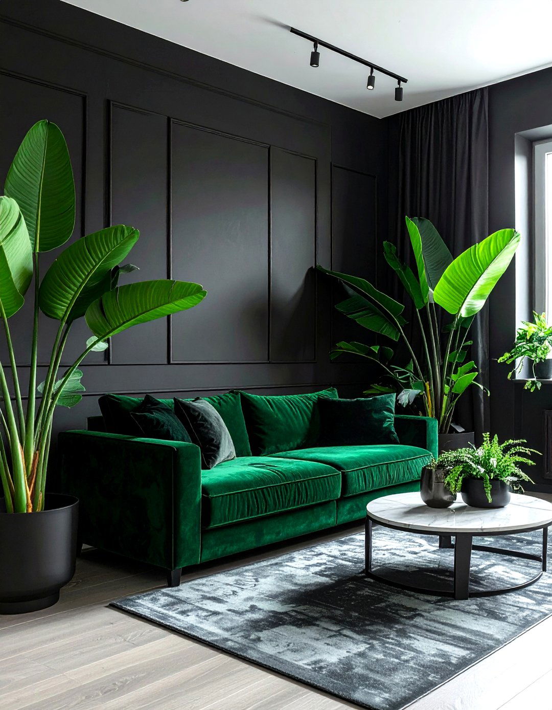 Black and green living room - 30 black living room decor ideas