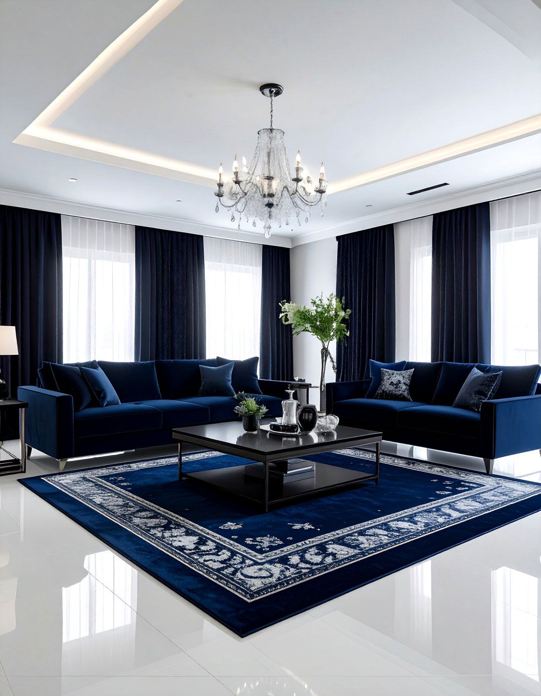Black and navy living room - 30 modern black living room ideas