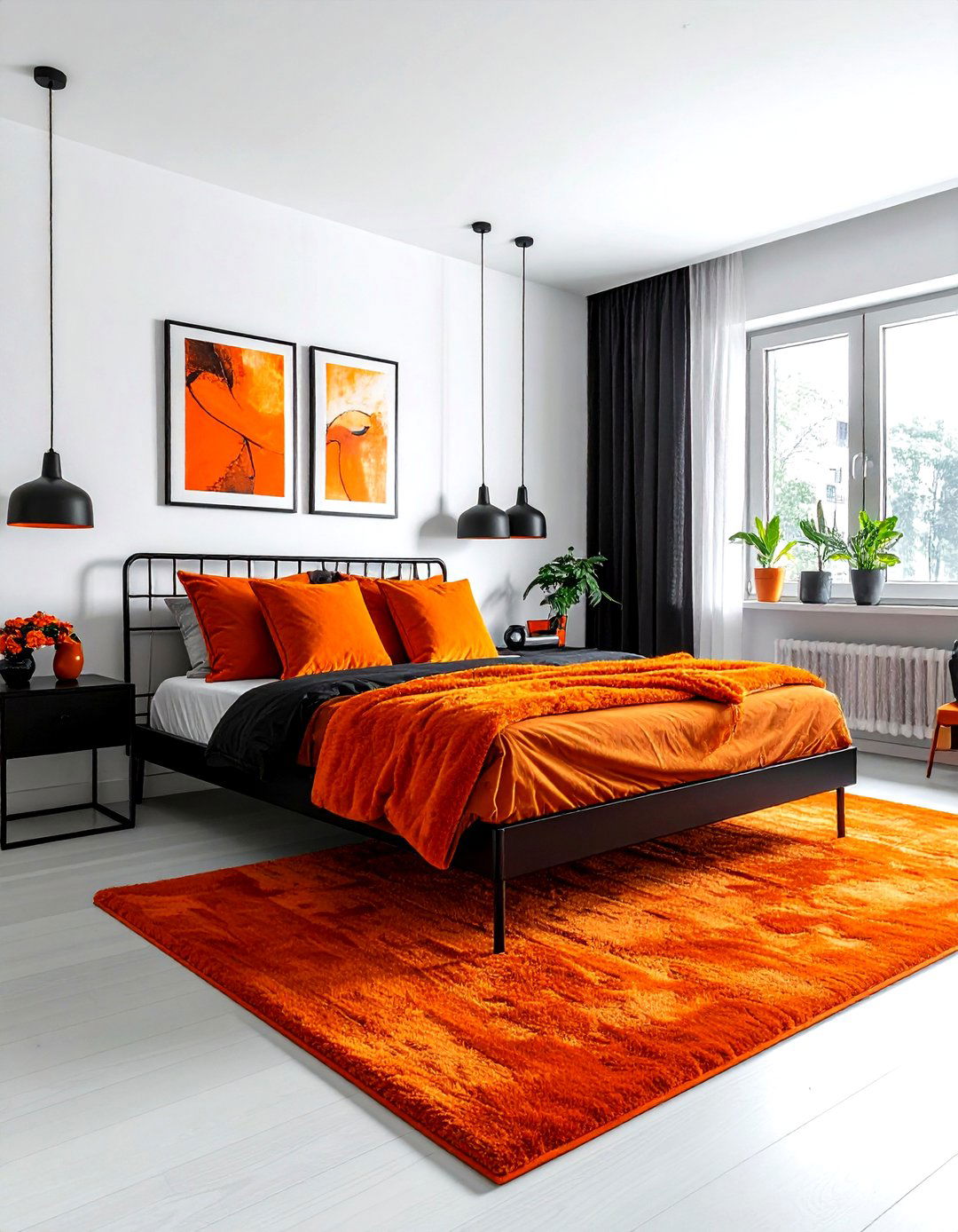 Black and orange bedroom - 30 orange bedroom decor ideas