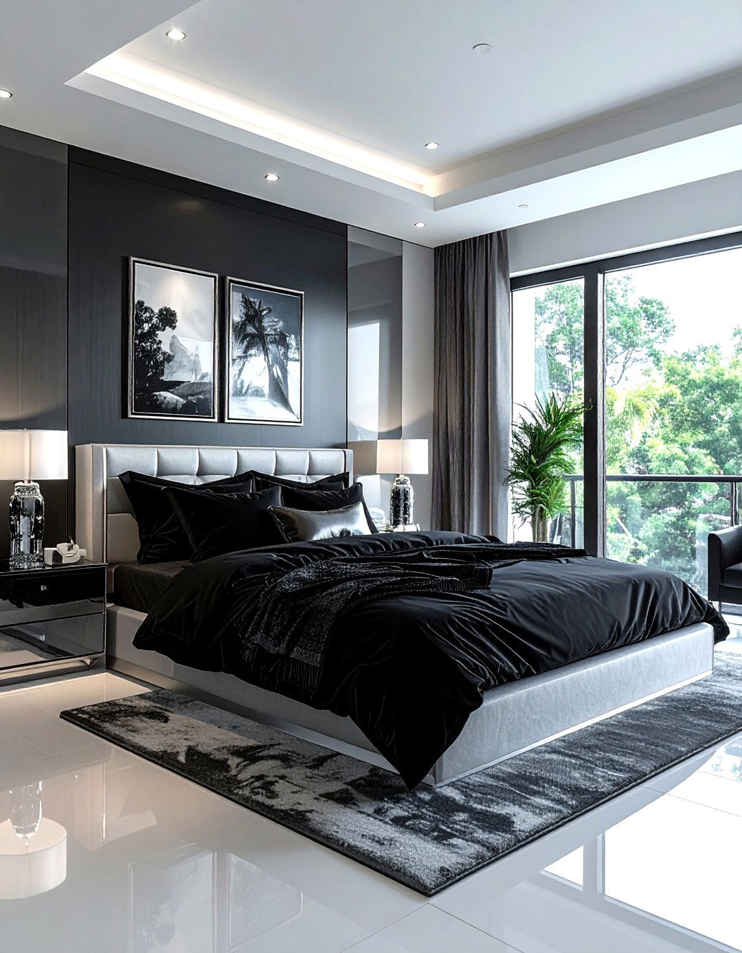 Black and silver bedroom - 30 black bedroom ideas