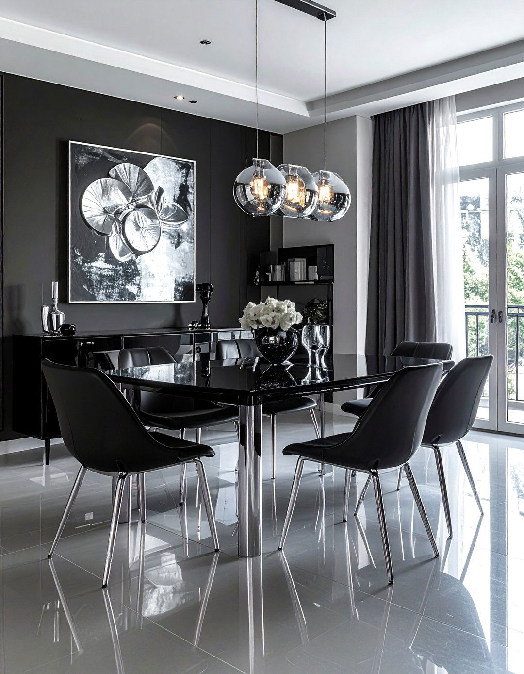 Black and silver dining room - 30 silver accent dining room ideas