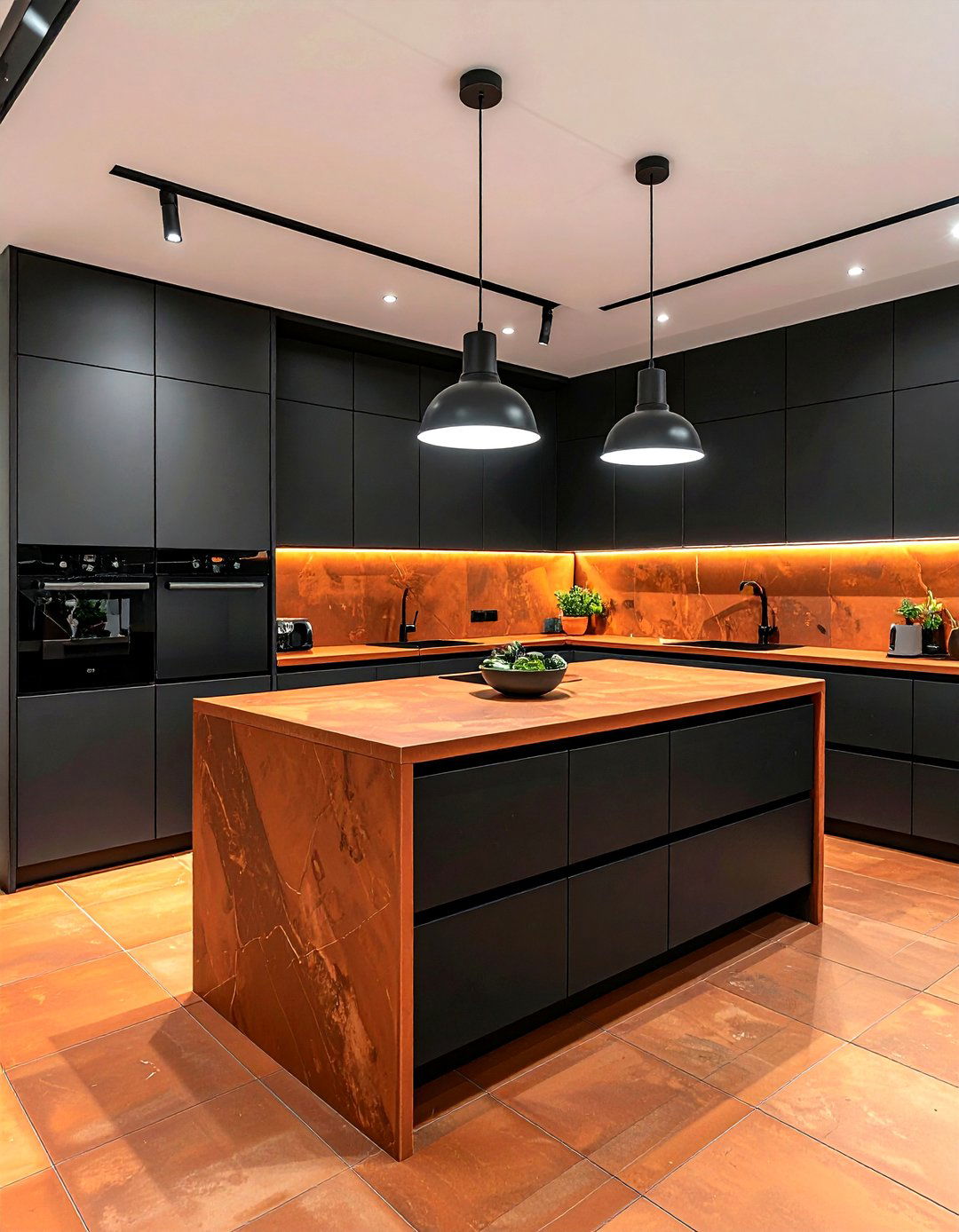 Black and terracotta kitchen - 30 terracotta kitchen ideas