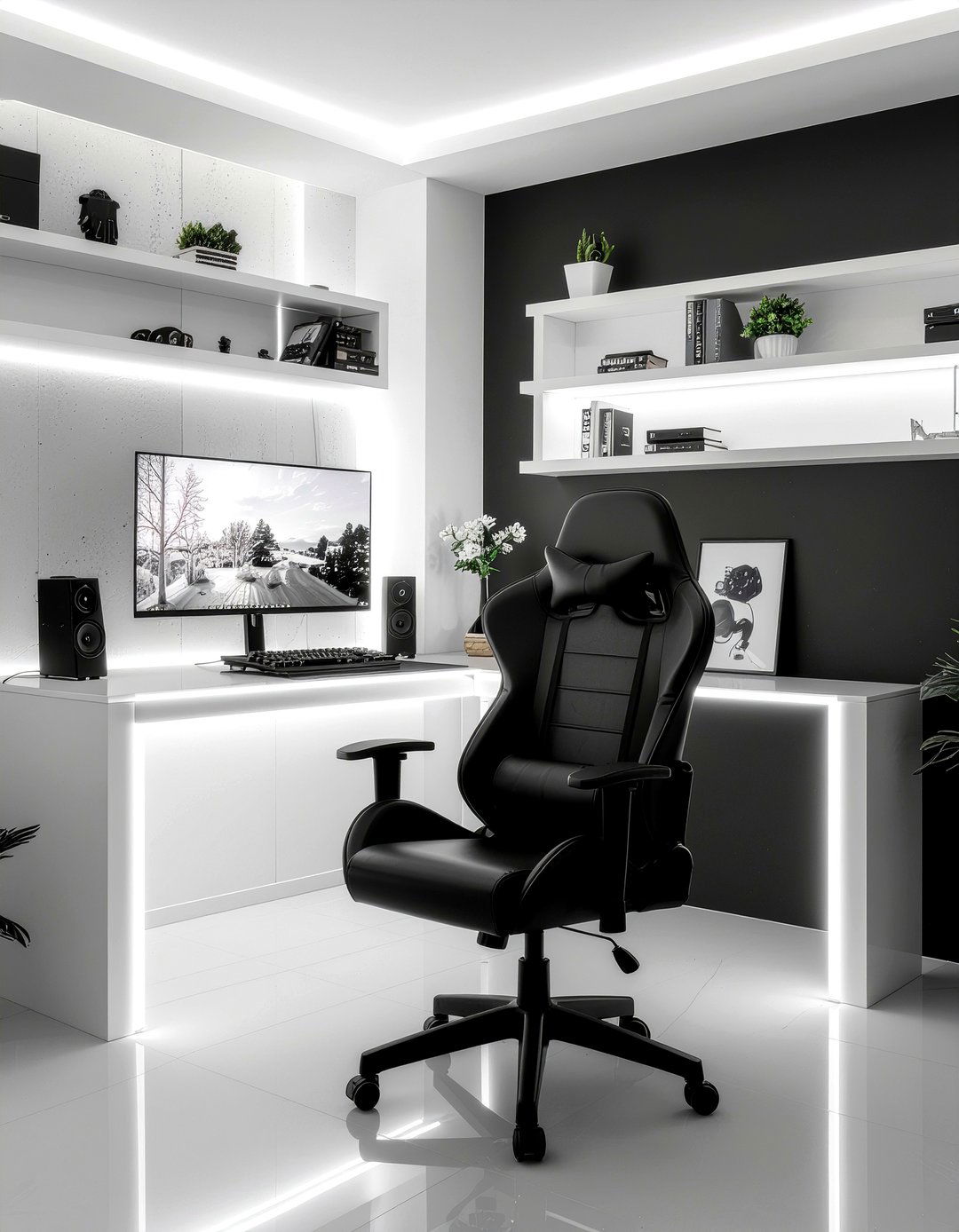 Black and white - 30 video game living room ideas