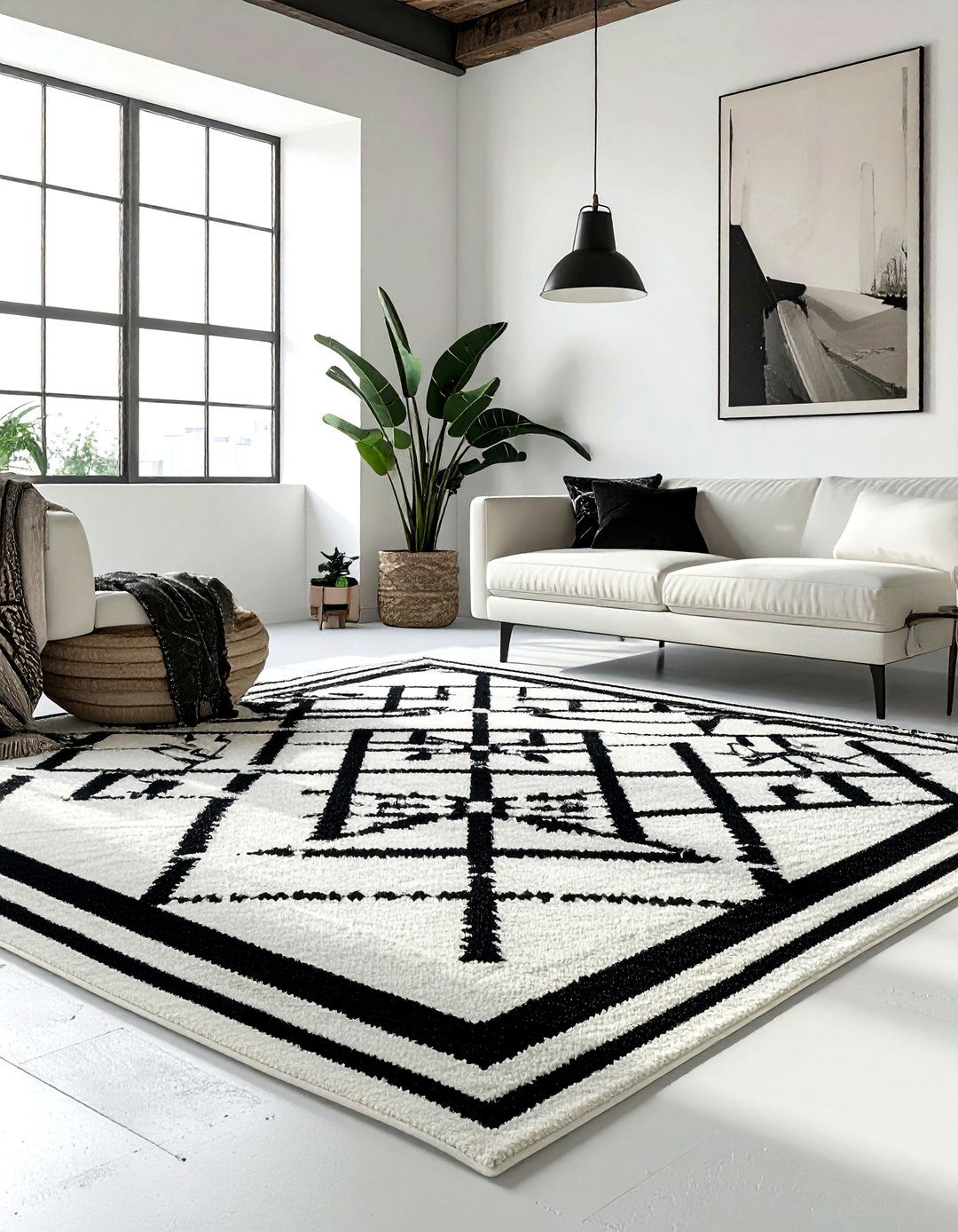 Black and white Moroccan rug - 30 vintage rug ideas