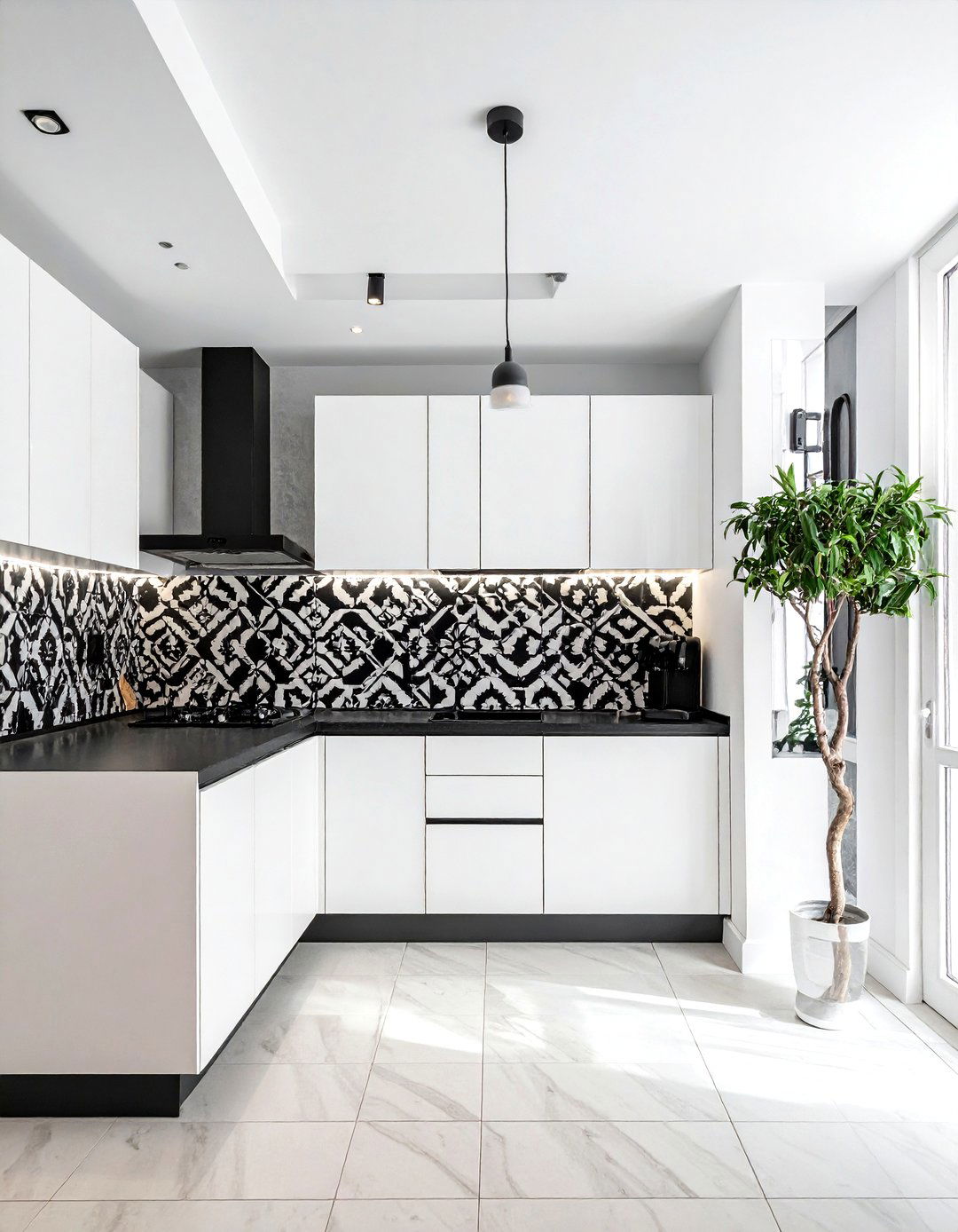 Black and white Spanish tile - 30 Spanish tile kitchen backsplash ideas