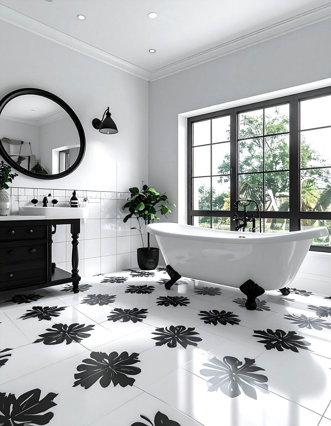 Black and white Spanish tile - 30 Spanish tile bathroom ideas
