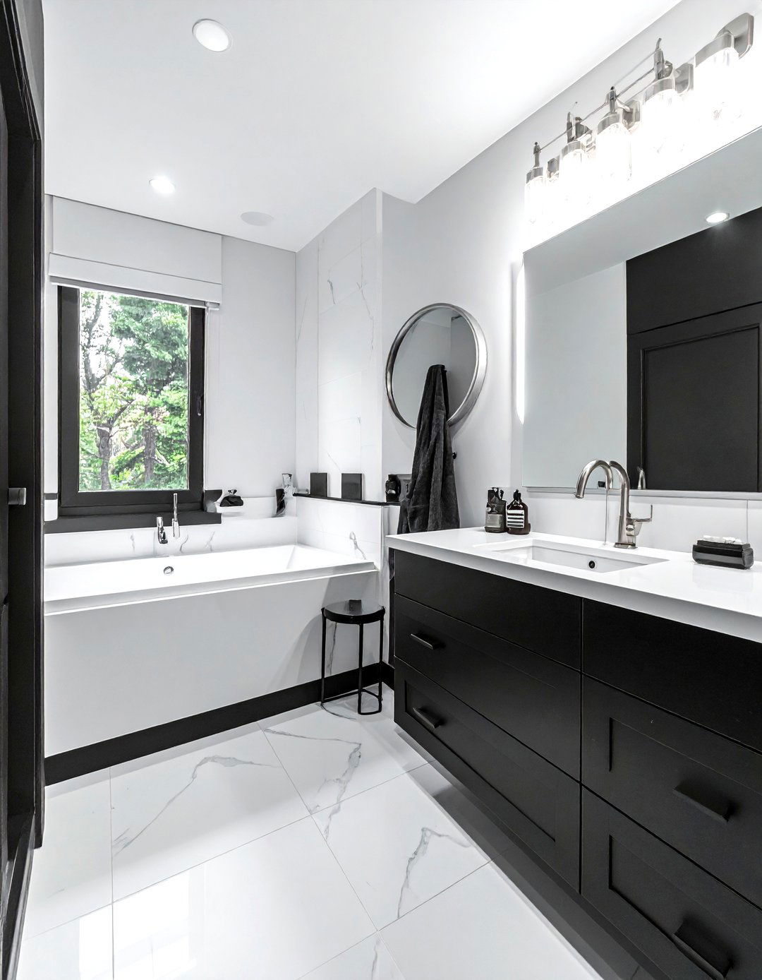 Black and white bathroom - 30 brushed nickel bathroom ideas