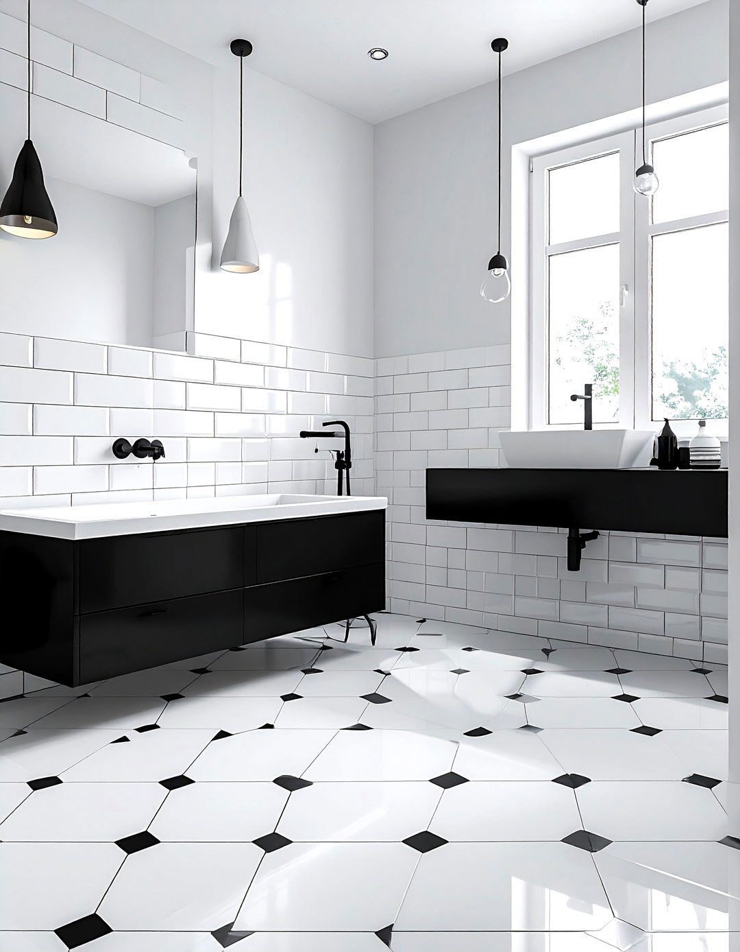 Black and white bathroom - 30 timeless decor ideas