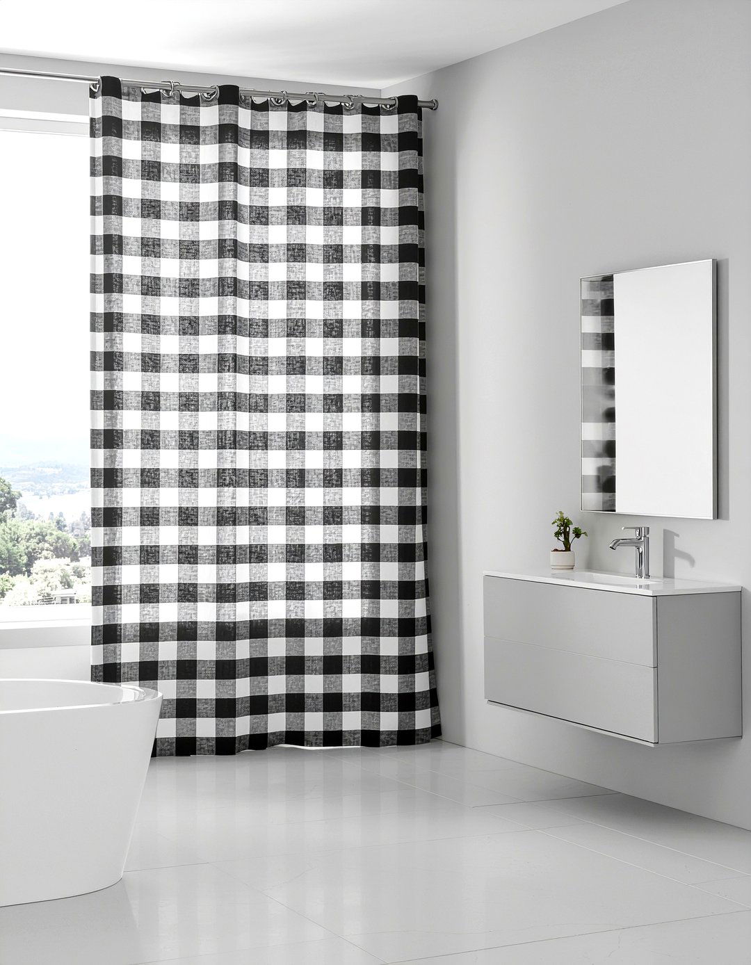 Black and white bathroom curtain - 30 bathroom curtain ideas