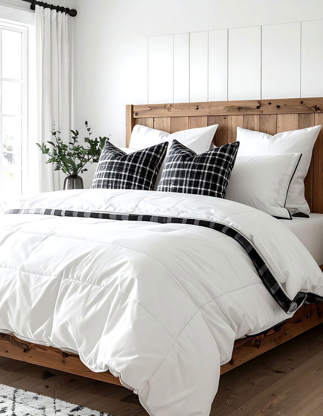 Black and white bedding - 30 farmhouse black bedroom ideas