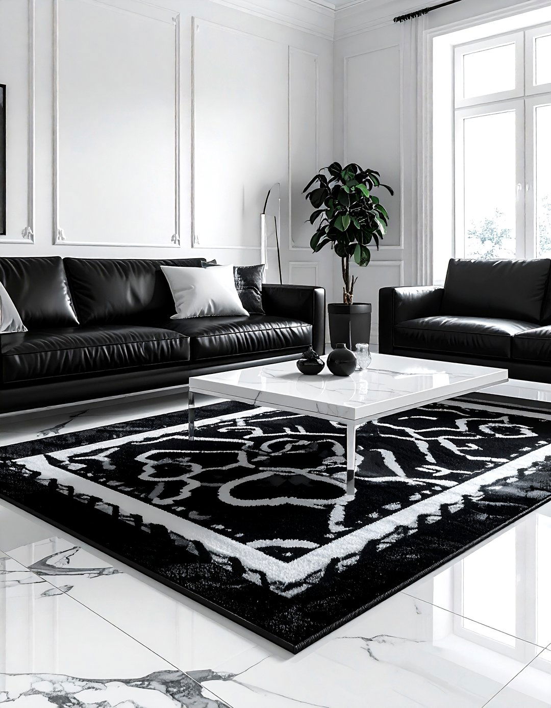 Black and white carpet - 30 living room carpet ideas