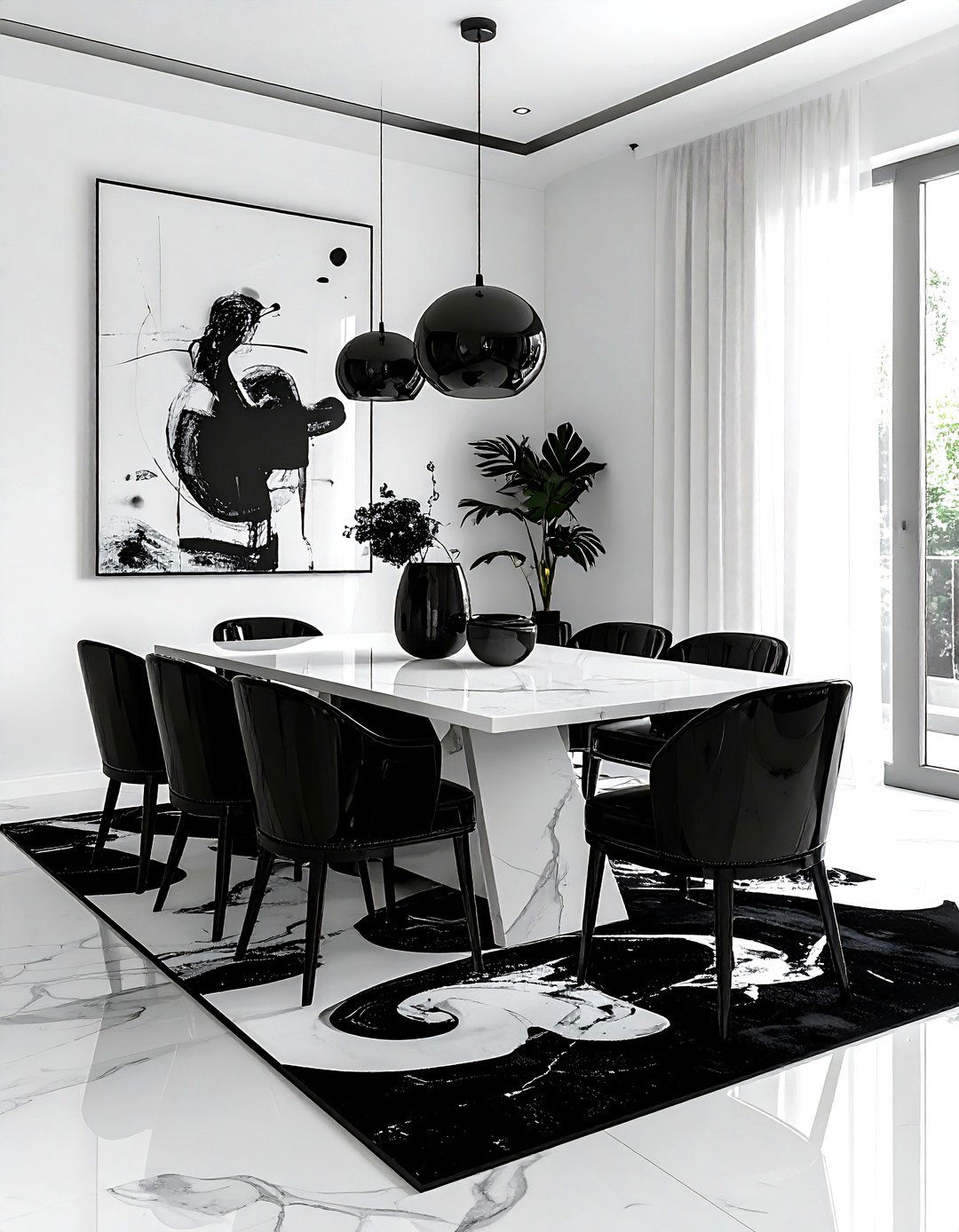 Black and white dining - 30 villa dining room ideas