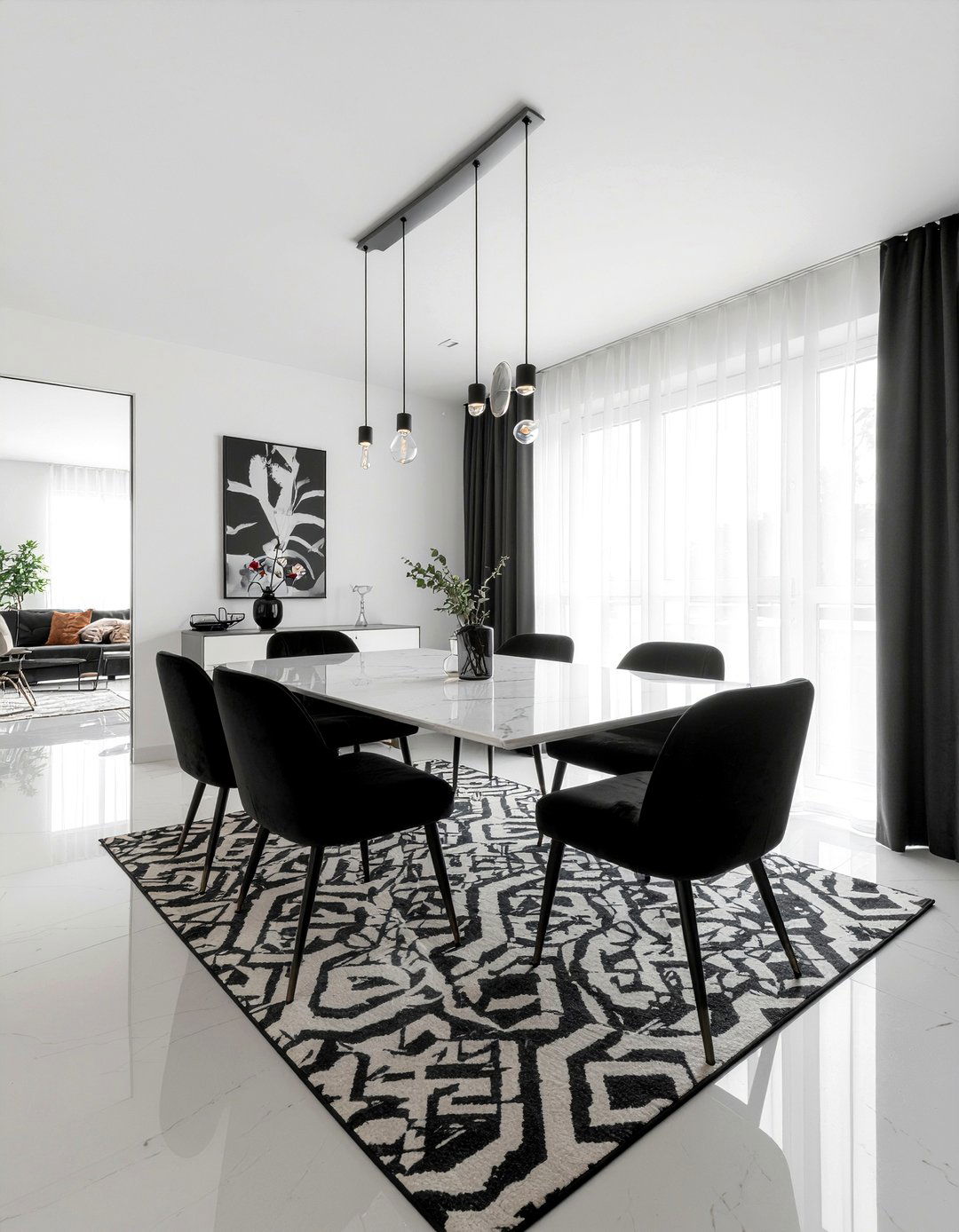 Black and white dining room - 30 Argentine dining room ideas