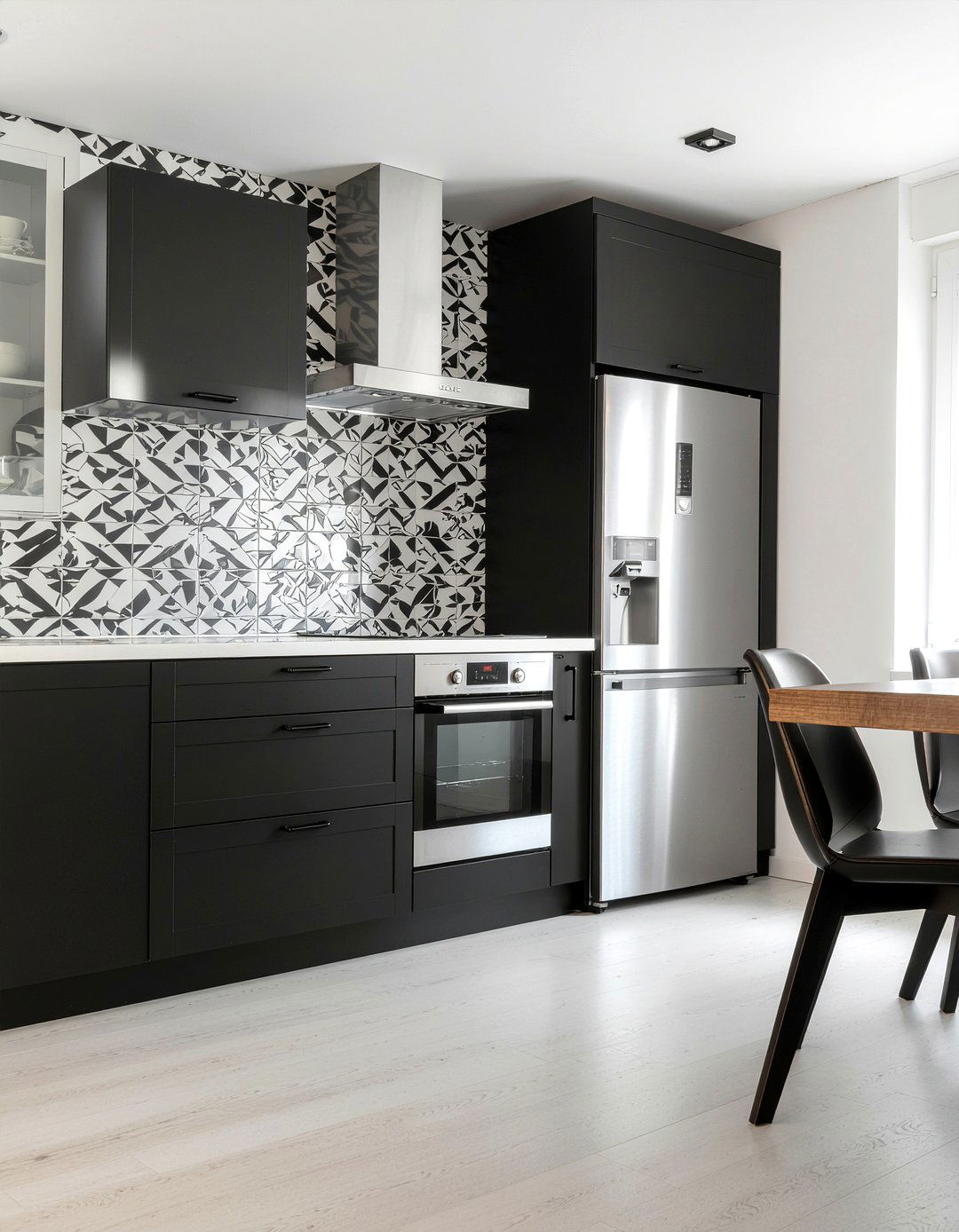 Black and white geometric cement tile - 30 encaustic tile kitchen backsplash ideas