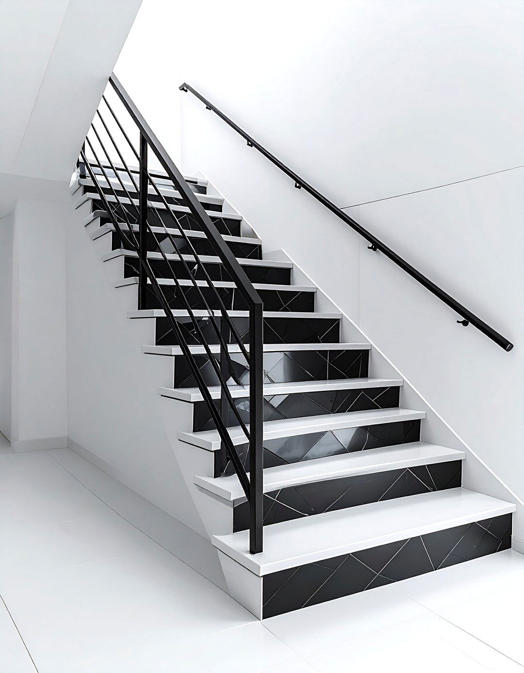 Black and white geometric staircase - 30 geometric pattern decor ideas