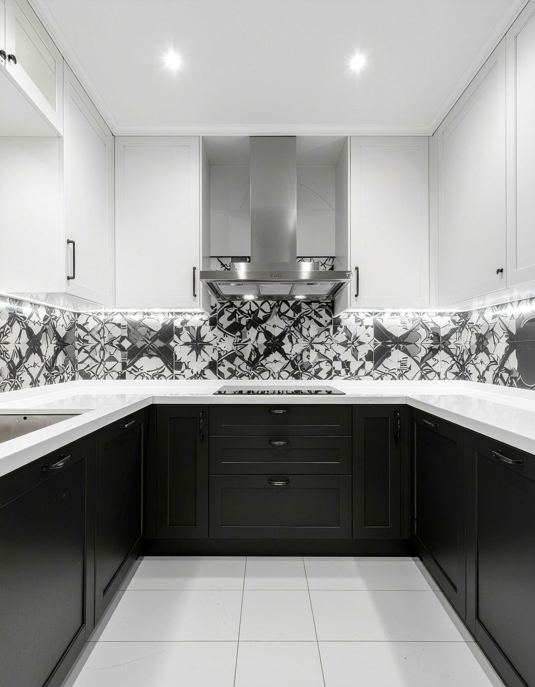 Black and white geometric tile - 30 geometric tile kitchen backsplash ideas